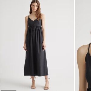 Quince Women's Black Organic Cotton Sleeveless Maxi Dress sz S NWT Pockets